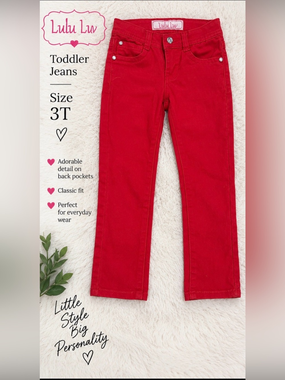 Toddler Red Jeans - Size 3T ❤️ Lulu Lw Girls’ Red Skinny Jeans